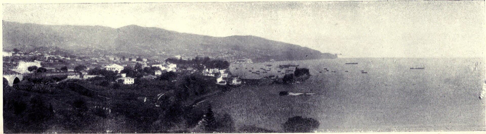 Funchal bay, 1909 — photo by Book by William Henry Koebel (1872-1926) Autorship of each individual illustration not specified. The illustrations are attributed generally in the preface as: "In addition to Miss Cossart's illustrations, which I take no little pride in including in the volume, I have to thank Mr. H. C. Houghton for those dealing with the "Levadas" and some others, and Mr V. de Castro and the Messrs Reid respectively for the photographs of the Casino and Hotels. Several of the sketches now offered have appeared in the Globe, and, as in previous works, I have to acknowledge the courtesy of the editor for their reproduction.", Public domain, via Wikimedia Commons
